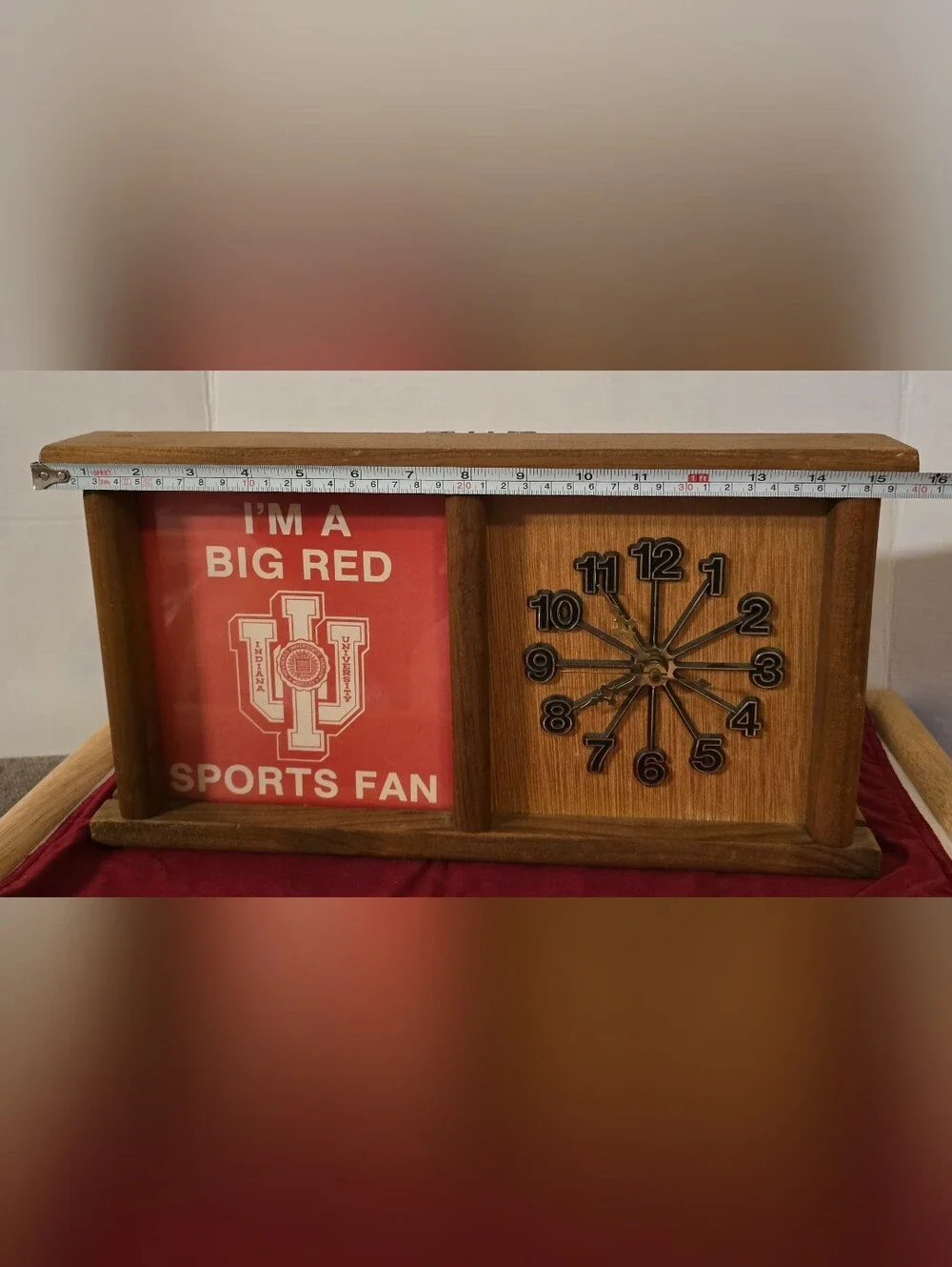 Vintage 1988 Indiana University Hoosiers Wood Mantel / Wall Clock IU Basketball